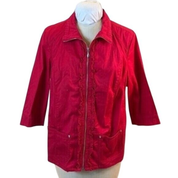 CJ Banks Womens Red Zip-Up Jacket 1X - Picture 1 of 7